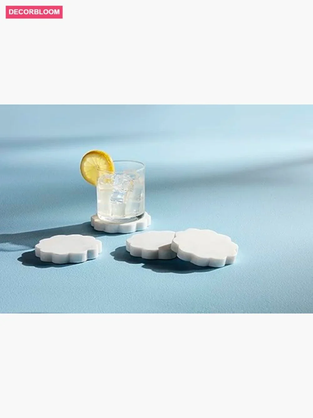 Set of 4 Scallop Edge Marble Coasters, 4x4